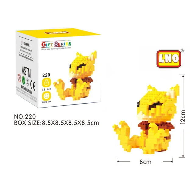 LNO Micro Brick Treecko Jigglypuff Togepi Caterpie Wobbuffet Turtwig DIY Mini Building Blocks Pokemon Figures Toys For Kids 220 Abra