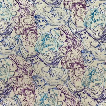 

Beautiful 110cm Width Mermaid Princess Fabric 100% Cotton Fabric Patchwork Sewing Material DIY Handmade Children Clothing