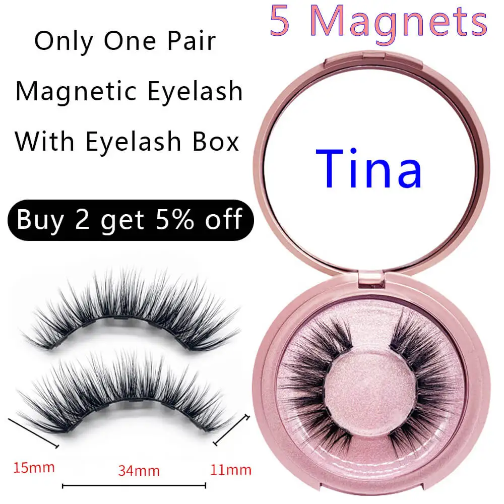 Tina Eyelash Магнитные ресницы натуральный глаз Подводка для глаз набор 5 магнитов аппликатор накладные норковые накладки бигуди наращивание 3D Поддельные полные ресницы многоразовые - Цвет: Tina Eyelash