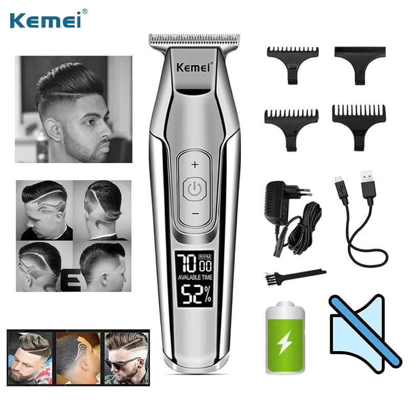 

Kemei Hair Clipper LCD digital display electric hair clipper men's razor hair trimmer silver KM-5027 cordless haircut 5
