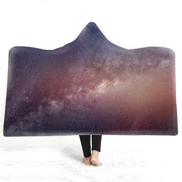 3D принт, плюшевое Флисовое одеяло с капюшоном, синяя галактика, переносное микрофибра, шерпа, одеяло, детское домашнее плотное постельное белье, пледы, одеяло - Цвет: Galaxy-Color2