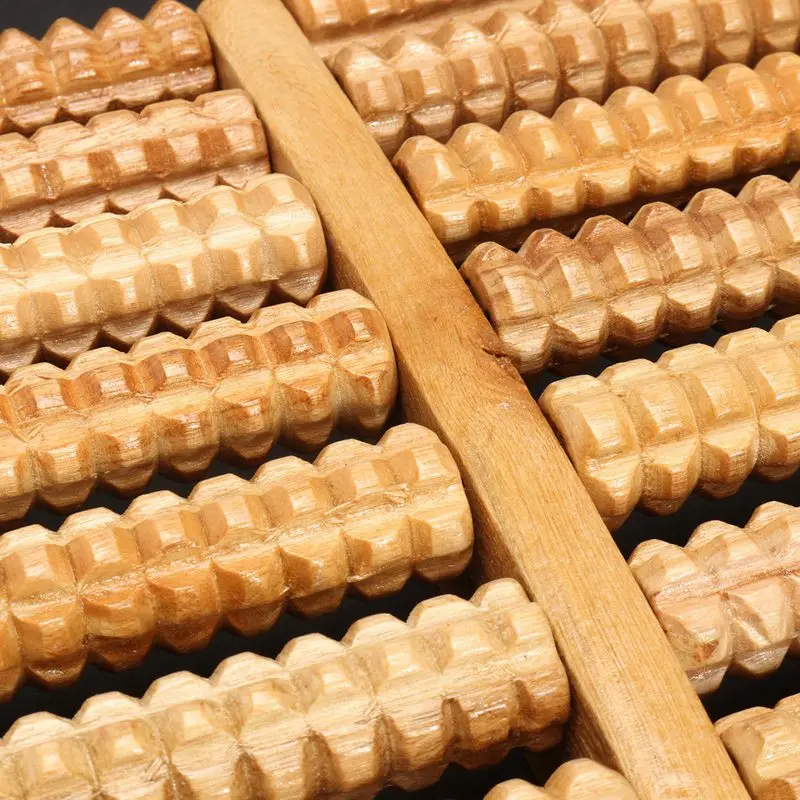 Wooden Foot Roller Wood Care Massage Reflexology Relax Relief Massage, 8 Rows(Big Size&Two Feet