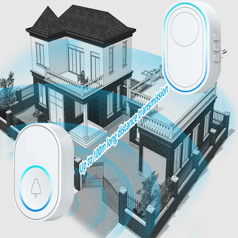 Wireless Doorbell Tuya App Intelligent Home Welcome Doorbell Waterproof Button LED Light 433MHz Security Alarm Smart Doorbell