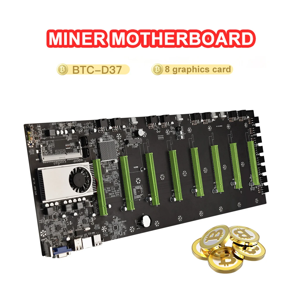 Материнская плата для майнинга материнская BTC BTC-D37 Vga 8Pcie 16X 8 ГБ графическая карта