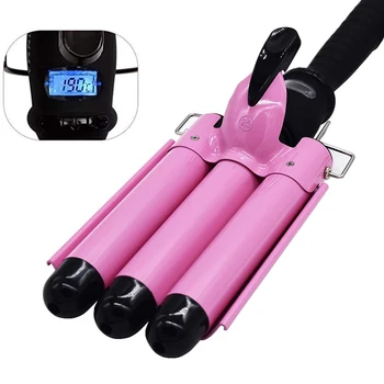 

Three-Tube Hair Stick With Lcd Temperature Display Ceramic Hair Curling Iron 1 Inch Suitable For Hair Salons