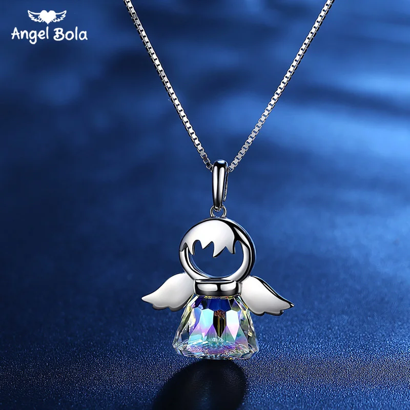Girls  jewelry Short Praying angel Kids jewelry 3 charms sterling silver guardian angel thin chain girls necklace Gifts for girls