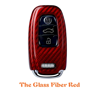 Glass Fiber Red Т-углеродное стекло, углеродное волокно, автомобильный чехол для ключей, сумка для AUDI A4 A5 A6 B6 B7 B8 A7 A8 Q5 Q7 R8 TT S5 S6, автомобильные чехлы, автозапчасти - Название цвета: Glass Fiber Red