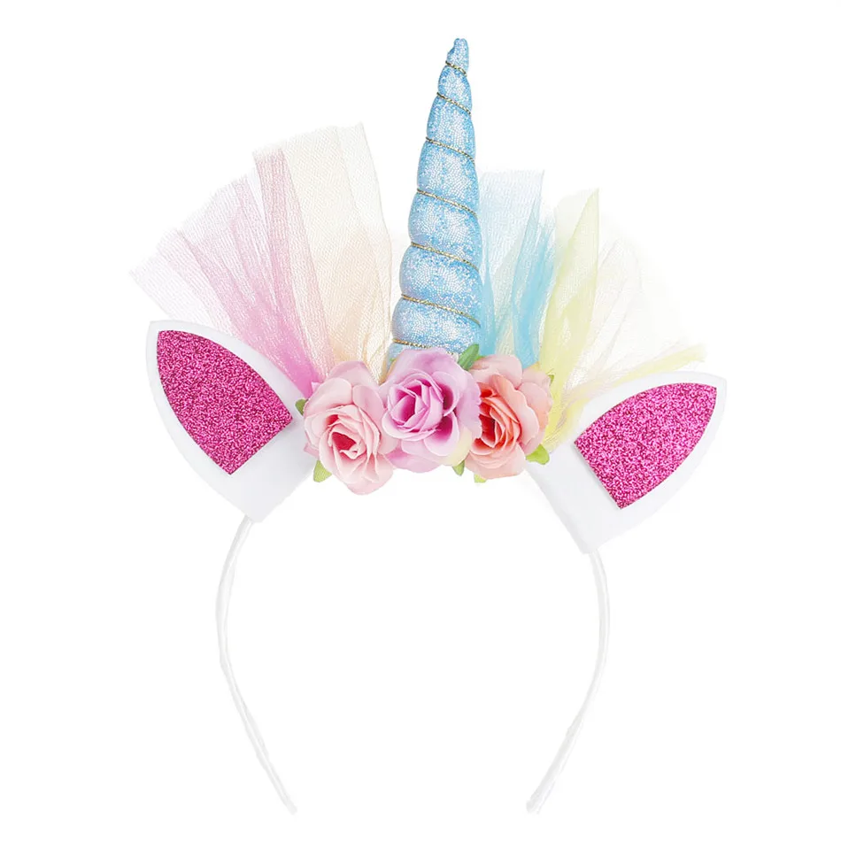 Blue Girls Tutu Dress With Flower Unicorn Headband Baby Fluffy Tulle Robe Kids Girl Performance Halloween Costume Vestidos Clothes (21)