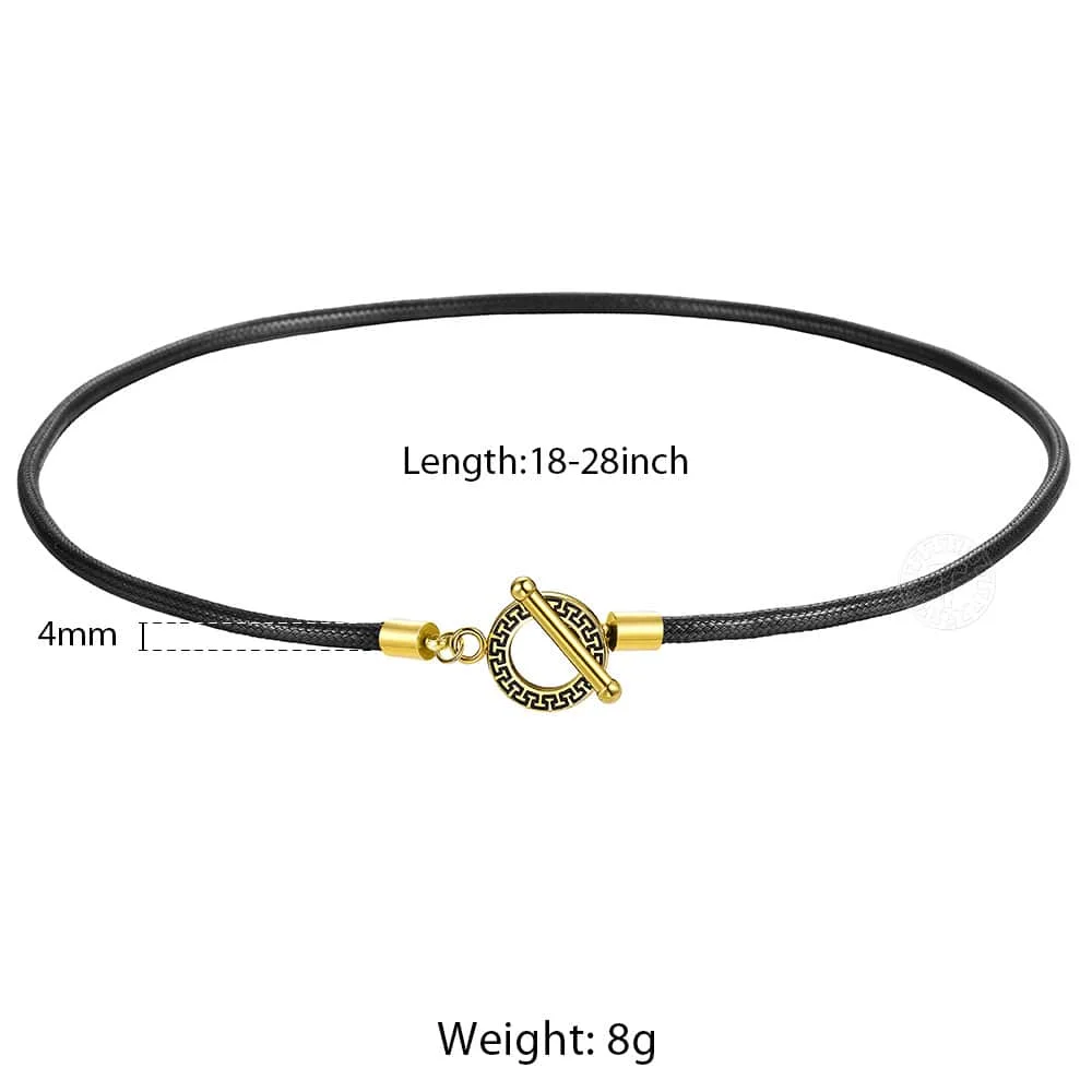 HAIAISO Men's Black Leather Necklace Cord - 2mm/3mm Wide, 16-28 Inches, Waterproof With Stainless Steel Clasp