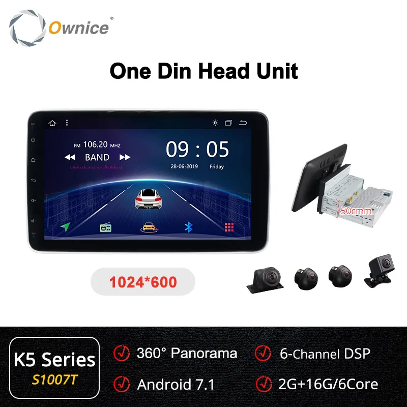 Ownice 1 din 2 din 1280*720 вращение DSP 360 панорама 4G LTE SPDIF Универсальный Android 9,0 K3 K5 K6 автомобильный Радио плеер gps Navi - Цвет: S1007 K5