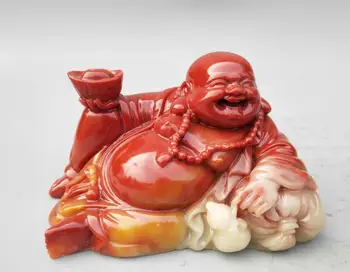 

Collectible Chinese Shoushan Stone Maitreya Buddha Small Statue