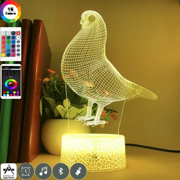 

Bluetooth Speaker Animal Pigeon 3d Led Night Light Children Bedroom Decoration Home Party Atmosphere 7 Color Acrylic Table Light