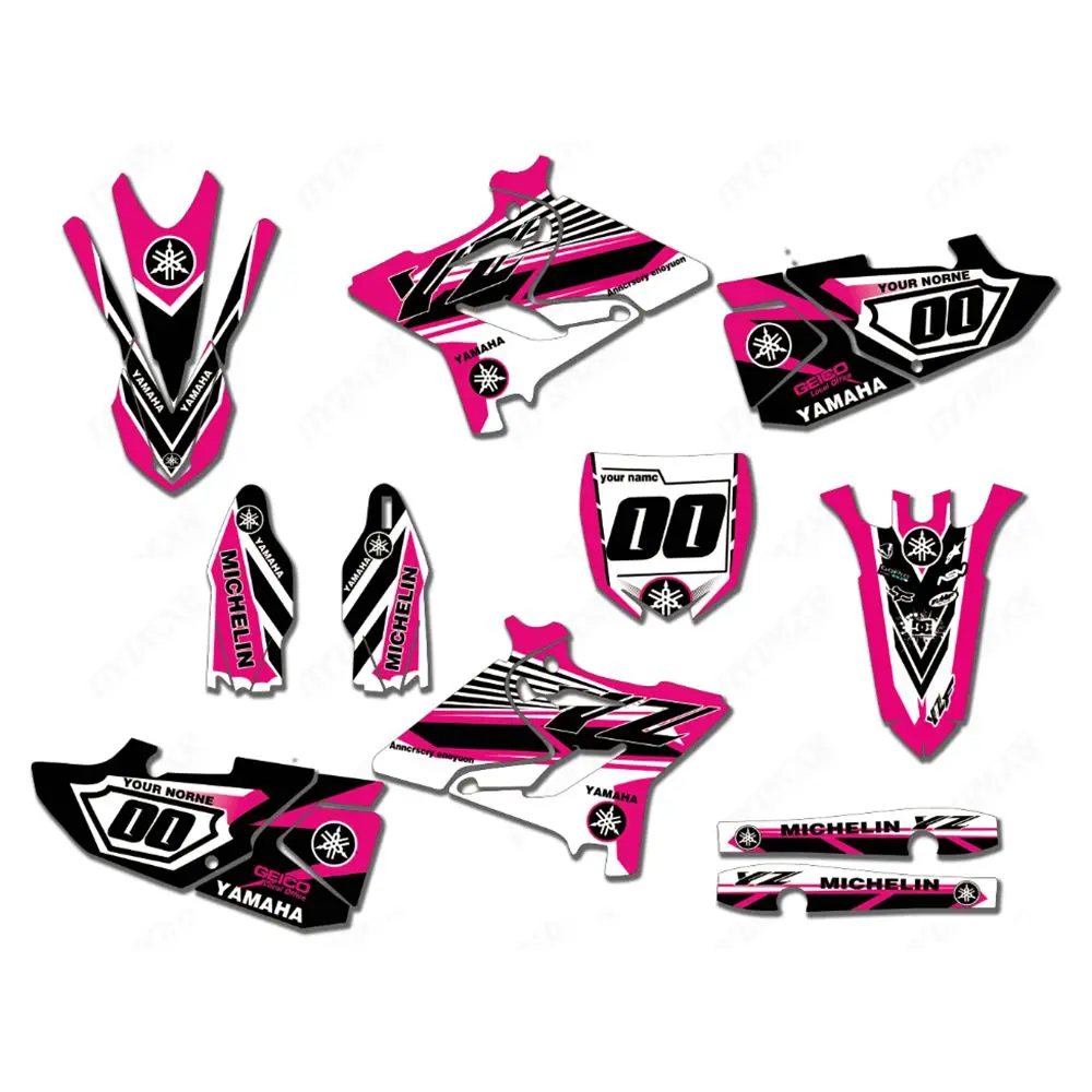 Для YAMAHA YZ125 YZ250- Новые полные графические наклейки на заказ имя номера глянцевые яркие наклейки водонепроницаемые