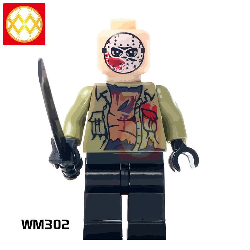 50 шт. WM6075 Ужасы Хэллоуин Фредди Майерс Джек Скеллингтон зомби Эрика дрэйвен Билла Джейсона строительные блоки игрушки для детей - Цвет: WM302jason