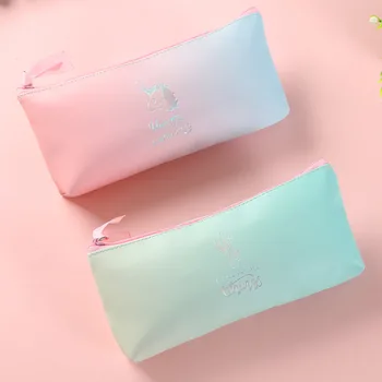 

PU unicorn pen bag cactus student bag pink girl pen bag Gold printing pen bag office stationery