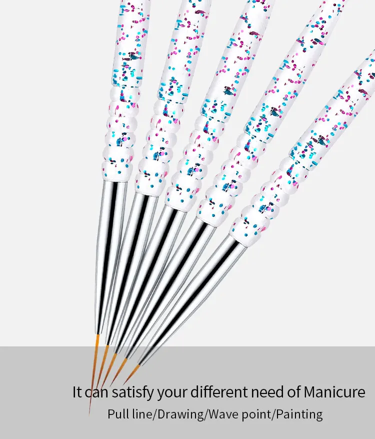 5 шт./компл. Нейл-арт лайнер Живопись Кисть с акриловой ручкой DIY УФ-гель сетки в полоску проведенными линиями карандаш для маникюра, инструменты 7/9/11/15/20 мм