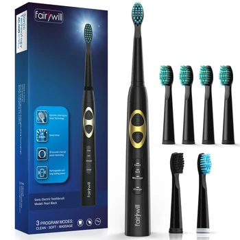 

Fairywill Sonic Electric Toothbrush FW-917 USB Fast Rechargeable Toothbrush with Smart Timer Waterproof 3 Modes for Adult Gift