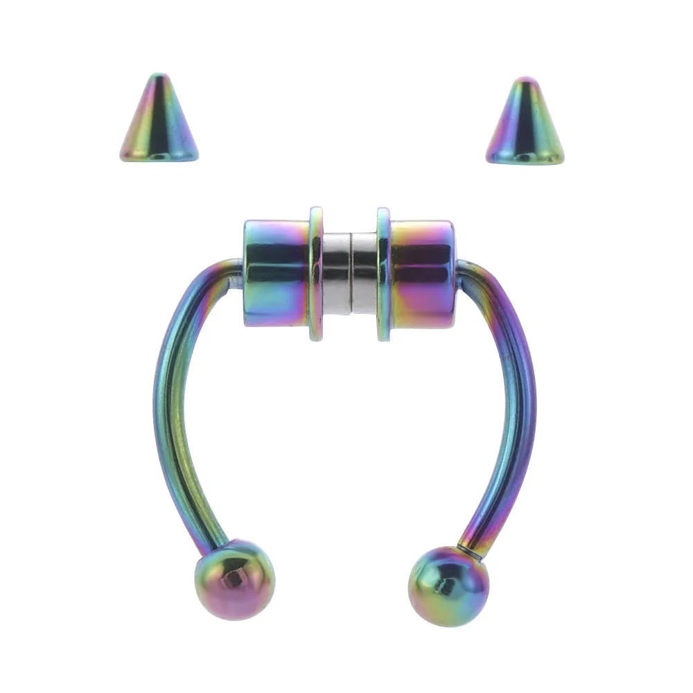Fake Nose Ring Hoop Nose Septum Rings Stainless Steel Magnet Nose Punk Fake Piercing Body Jewelry Hip Hop Rock Ear clip Jewelry