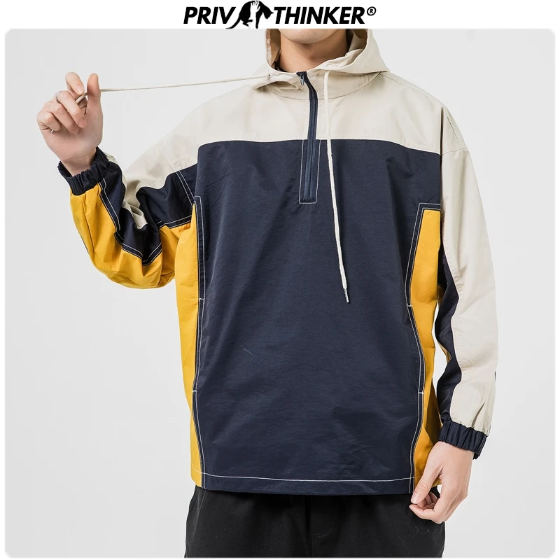 Privathinker 2019 мужские в японском стиле лоскутные куртки с капюшоном для мужчин s Осень Harajuku Хип Хоп Одежда мужская повседневная куртка