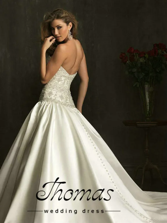 Ida e frete grtis luxo a-querida linha Сияющий tafet com Бисероплетение vestidos de noiva vestido de noiva личное свадебное платье