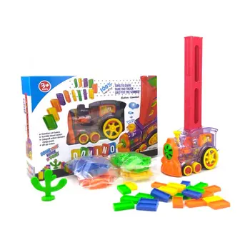 

Colored Electric Train Set Automatic Brick Laying Toy Trains Domino Board Game for Children 72XC