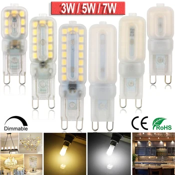 

AC110V/220V Dimmable G9 LED 3W/5W/7W Warm Cool White LED Corn Bulb Spotlight Chandelier Lighting Replace Halogen Lamps D30