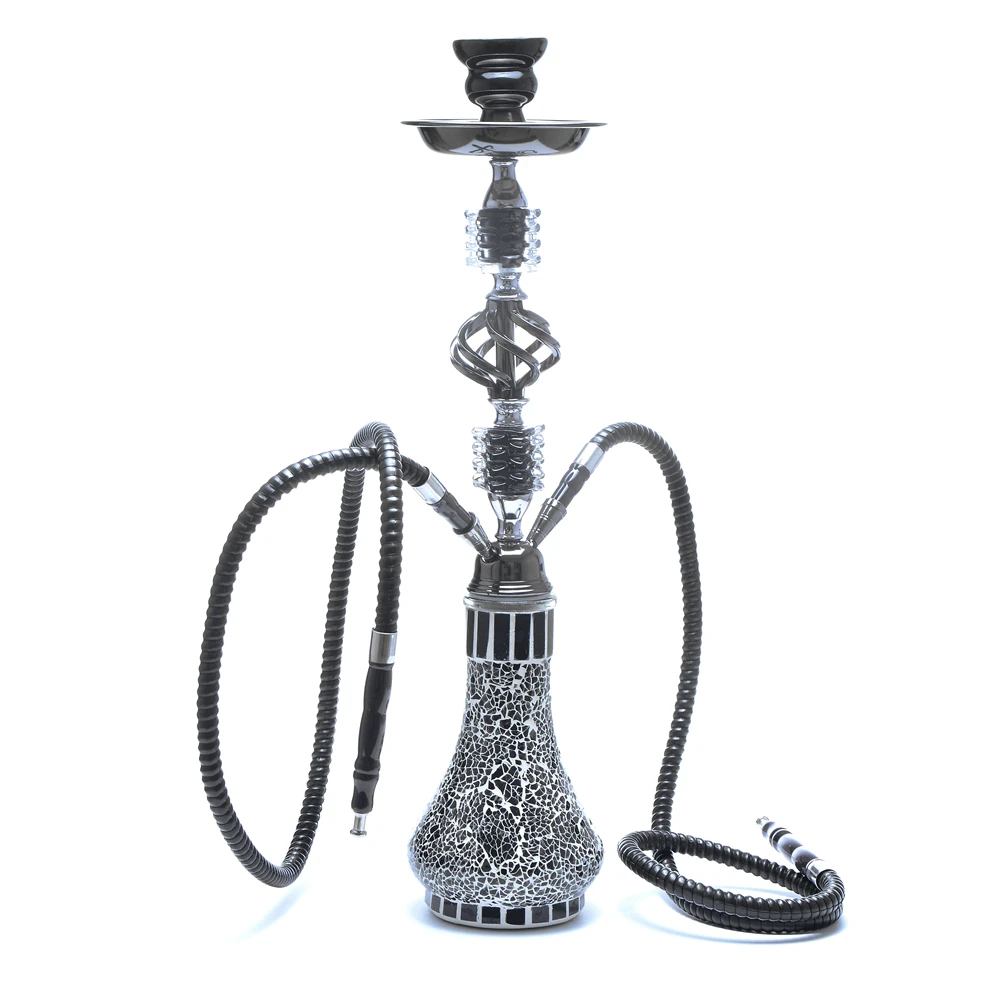 Large Arab Hookah Set Exquisite Glass Water Pipe Double Hose Chicha