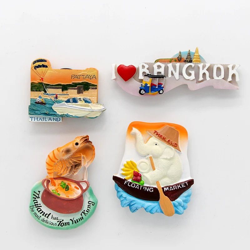 Thailand Pattaya elephant Shrimp soup 3D magnetic refrigerator paste souvenir Bangkok fridge magnets Collection home decoration magnetic fridge magnets magnetic fridge stickers refrigerator decor