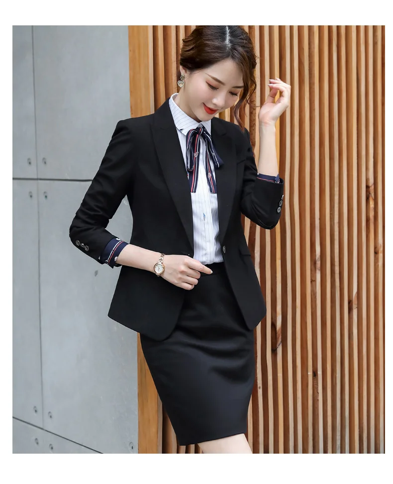 Новая модная однотонная тонкая Деловая одежда, элегантная женская офисная OL Куртка, комплект, Официальный блейзер+ штаны, костюм для женщин