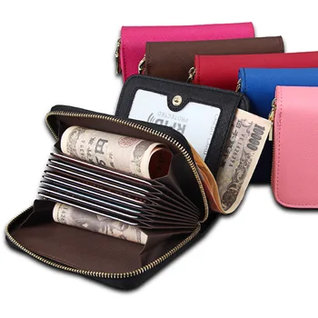 

Business Card Holder Genuine Leather Credit Card Holder Zipper Card Case Mini Wallet Card Wallet Zipper Pocket Money Bag
