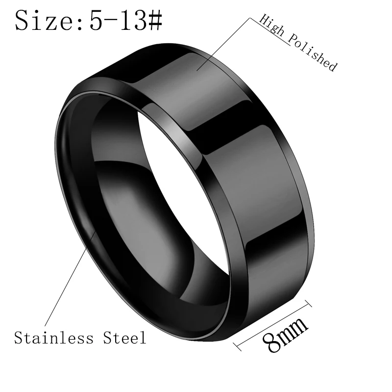 Кольцо из титановой нержавеющей стали Spark черное Радужное голубое розовое золото