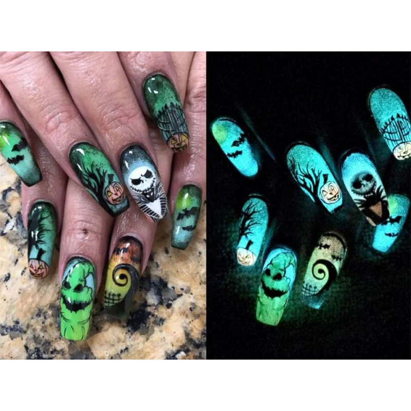 10g Fluorescent Nail Chrome Powder Glow in Dark For Nails Accessories Ultrafine Pigment Dust Colorful DIY Nail Art Decorations
