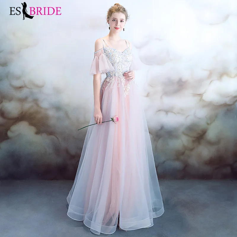 Robe de Soiree Longue элегантное вечернее платье Шампань кружево розовый синий тюль для