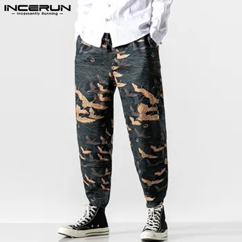 

Men Harem Pants Printed Elastic Waist Joggers 2020 Streetwear Pockets Casual Trousers Men Retro Baggy Long Pants S-5XL INCERUN 7