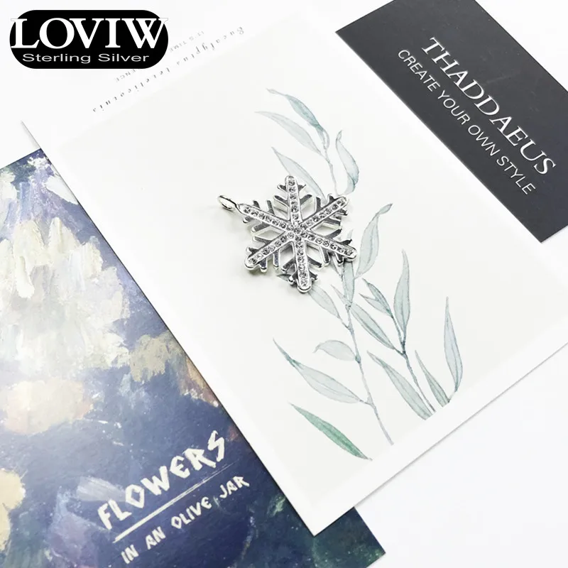 Подвеска Снежинка, брендовые модные украшения для любви Thomas SABOR 925 пробы, серебряные зимние аксессуары, подарок для женщин, Прямая поставка