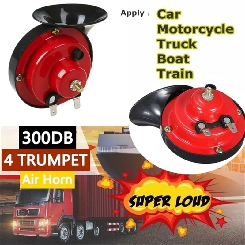 12V 300dB 4 Trumpet Super Loud Air Horn Compressor with Mounting Kits Car | Автомобили и мотоциклы