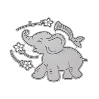 

Elephant Flower Metal Cutting Dies Stencil Scrapbooking DIY Album Stamp Emboss Drop Shipping