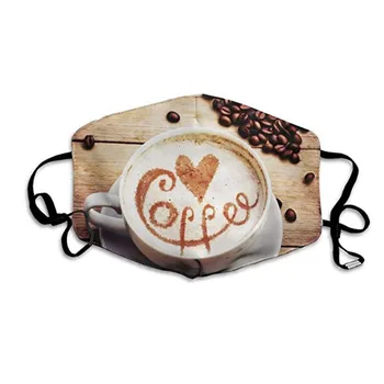 

1pc Adult Mouth Masks Coffee Pattern Printing Protection Face Mask Adjustable Washable Reusable Earloops Mask Mondkapjes
