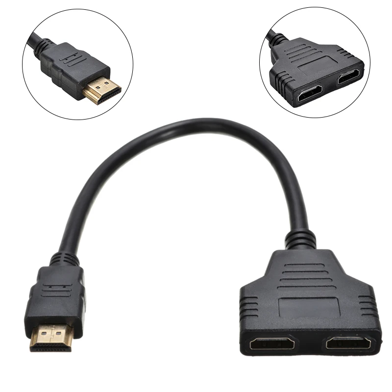 

30cm Male To Female HDMI Cables 1 Male To Dual HDMI Cable 2 Female Y Splitter Adapter Cable For HD LED LCD TV Mayitr