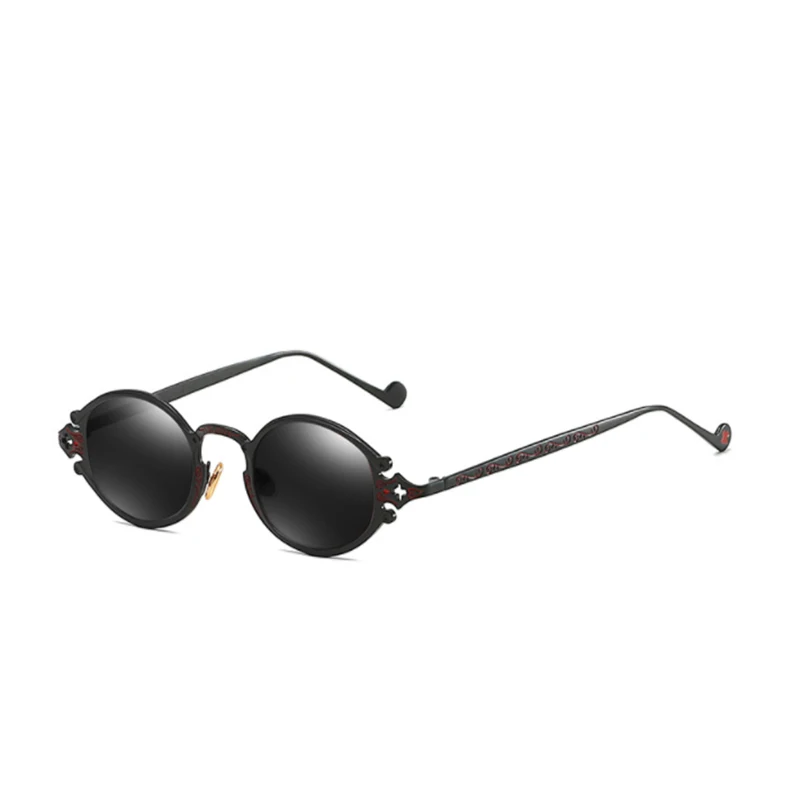 classic sunglasses European and American trend retro steampunk oval frame carved street shoot unisex fashion sunglasses - Цвет линз: 1