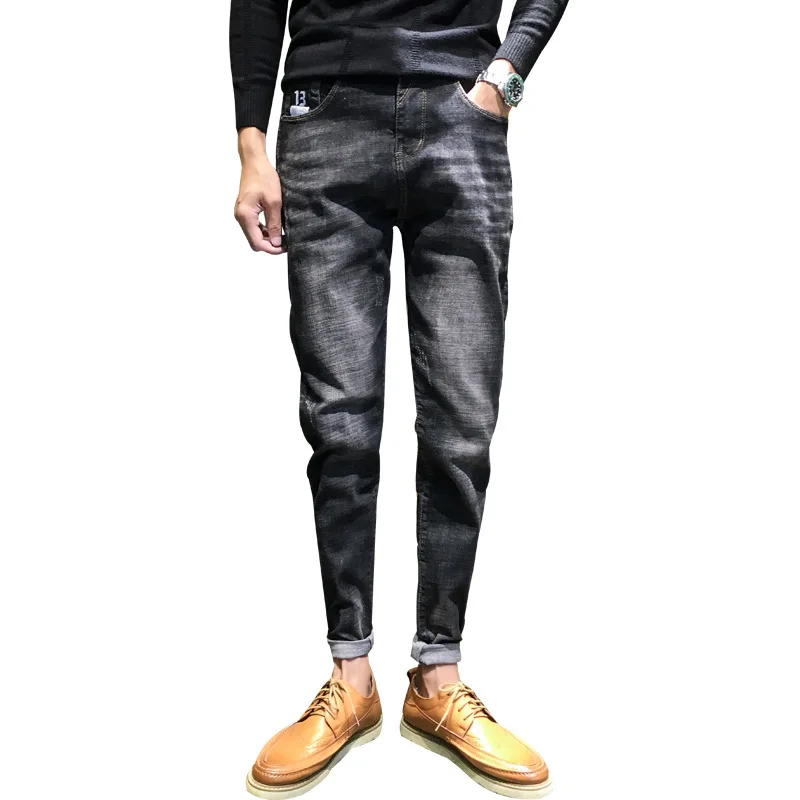 Зимние флисовые брюки Pantalones Hombre джинсы Para Hombre плюс бархатные прямые зимние джинсы мужские корейские Стрейчевые джинсы мужские черные