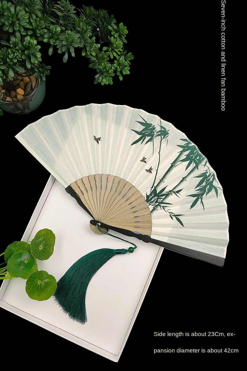 

7-inch Chinese fan folding fan Retro Hanfu for men and women folding fan in summer classical cotton bamboo fan