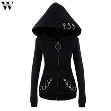 Womail толстовки с капюшоном и принтом; однотонные черные осенние свободные; готическая обувь в стиле «панк»; с длинными рукавами; модная Толстовка Sudadera S-XXL J30
