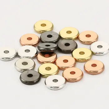 4 6 8mm 스테인레스 스틸 매력 스페이서 비즈 플랫 라운드 루스 비즈 DIY 팔찌 휠 비드 쥬얼리 만들기 액세서리 찾기