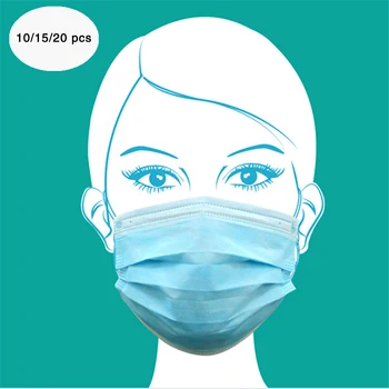

10/15/20 pcs Adult Non-woven Anti Dust Mask Activated Filter 3 Layers Disposable Mouth Mask Muffle Bacteria Proof Face Masks