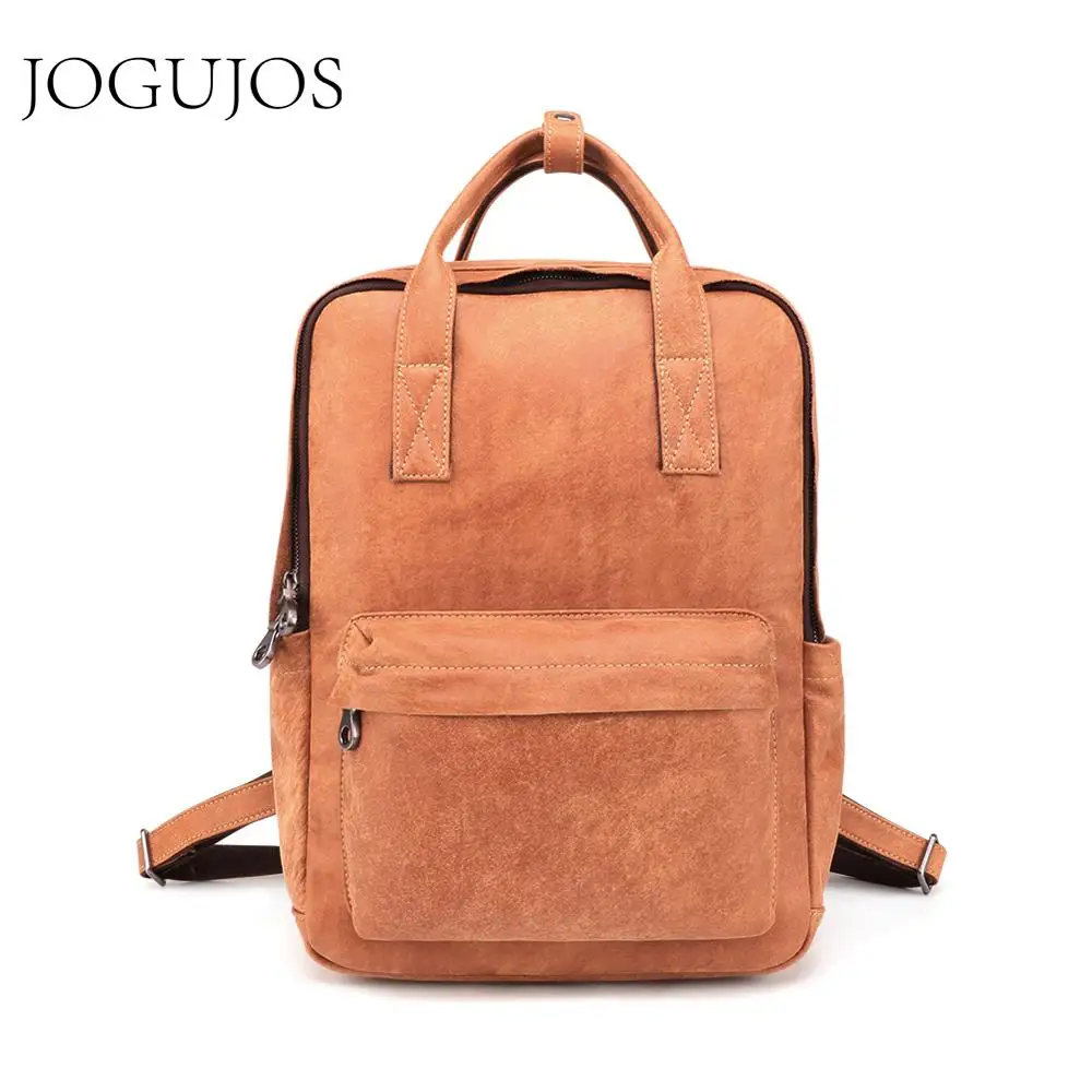

JOGUJOS Genuine Leather Men's Backpack Vintage Daypack Leather School Bag Travel Bag Men High Capacity Casual Rucksack Bag Man