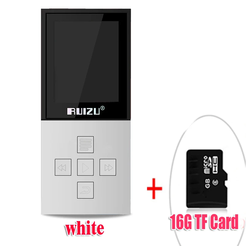 RUIZU X18 Bluetooth спортивные MP3 плеер с 8 г дой-Пак playing130Hours высокого качества без потерь Регистраторы FM для говорить - Цвет: WhiteWith16GBTFcard