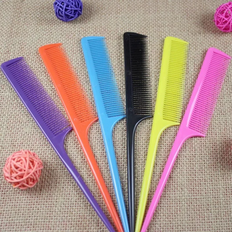 

10pcs/lot SHUOHAN Anti-static Plastic Wig Styling Comb Sharp Tail Hair Salon Rat Draw Point Comb Hair Extension Loop Brushes