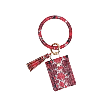 

LJL-Serpentine Wrist Keychain Coin Purse PU Leather Bracelet Pendant