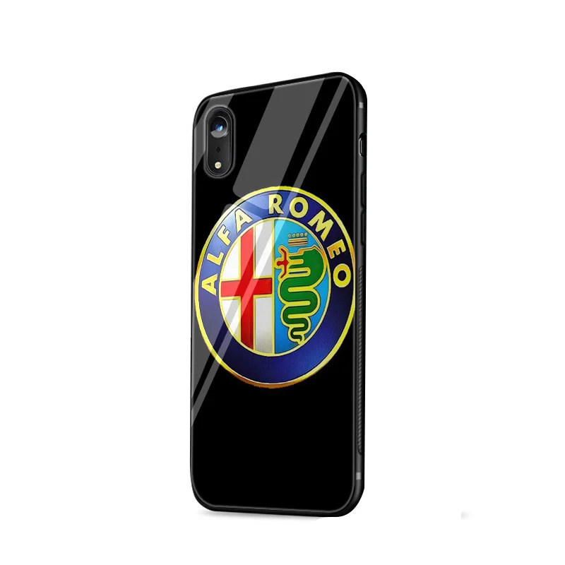 Стеклянный чехол для телефона из ТПУ для iPhone 6, 6s, 7, 8 Plus, X, XR, XS, Max, 5, 5S, SE, чехол с логотипом Alfa Romeo - Цвет: G8
